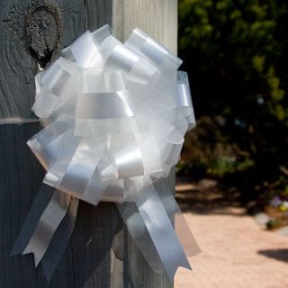   WHITE TULLE PULL PEW BOWS   WEDDING, CHURCH DECORATIONS
