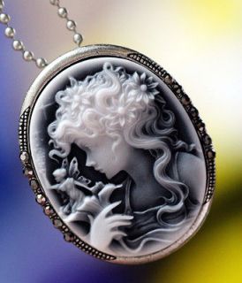   Victoria Fairy Big Size Cameo Pins Brooches, Pendant Necklace(Two way