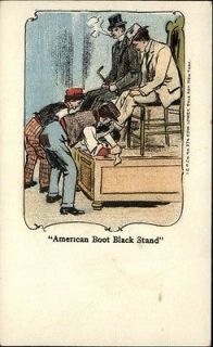 American Boot Black Stand Shoe Shine Comic c1910 Postcard