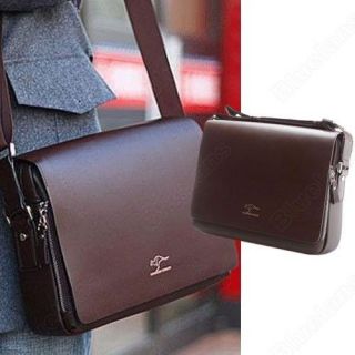 Mens Kangaroo Leather Crossbody Shoulder Messenger Bag Briefcase 