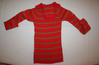 NEXT GIRLS RED AND GOLD STRIPPED POLO TOP