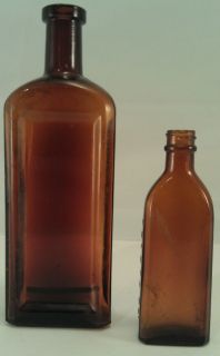 Vintage brown glass medicine bottles
