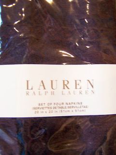   Lauren Ralph Lauren Oakmont Brown 20x20 Cloth Fabric Dinner Napkins
