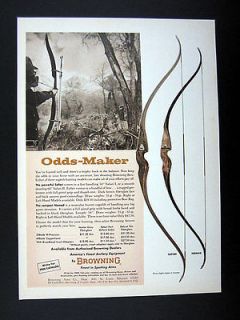 Browning Safari & Nomad Bows Bow Hunter Deer Hunting 1965 print Ad 