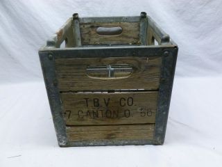 Vtg Antique Rustic Primitive Erie Steel Wood Dairy Milk Bottle Box 