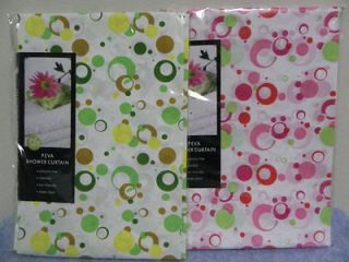 NEW PEVA Bubble Pink Or Green Vinyl Shower Curtain 70 X 70