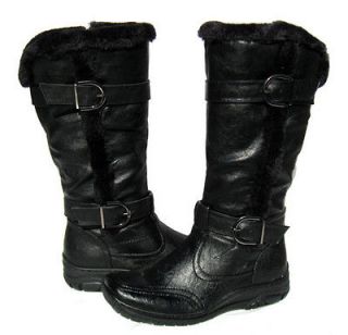 Womens BOOTS D03 Knee High Black Winter Fur Lined Snow shoe Ladies 