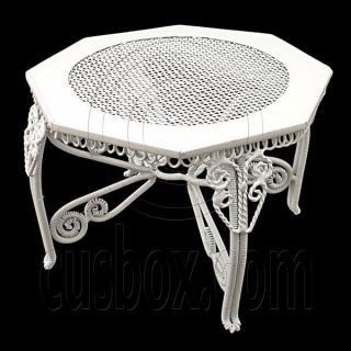 White Wire New Octagon Coffee Dining Table 112 Dolls House Dollhouse 