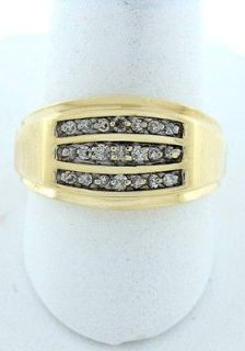   YELLOW GOLD BRUSHED 21 NATURAL ROUND 1/4ct DIAMOND RING FINE JEWELRY