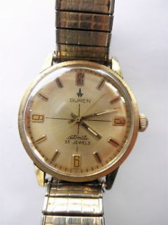 Vintage Buren AUTOMATIC 25 Jewel Wrist Watch~~Runs