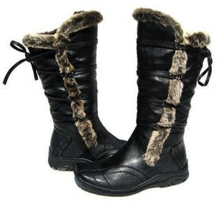 Womens BOOTS D50 Knee High Winter Fur Lined Snow Black shoe Ladies 