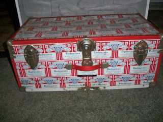 BUDWEISER BEER CHEST TRUNK ANTIQUE RARE METAL TIN WOOD NOT NEON SIGN 