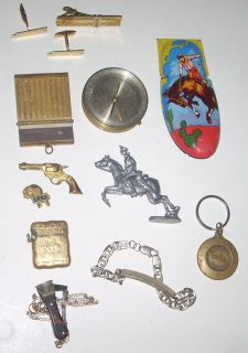 Antique / Vintage Mens Junk Drawer Lot Match Safe Compass Jewelry 