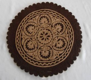 Vintage Hungarian Wool Doily Coaster Set Applique Embroidery Unused