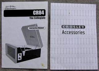 Crosley Collegiate Phonograph and Accessories Manuals c 1960s