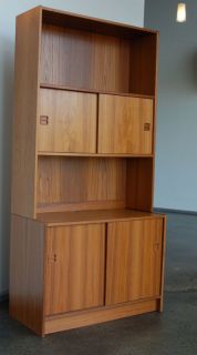 Danish Teak Book case Two piece cabinet sliding doors Mobler Best