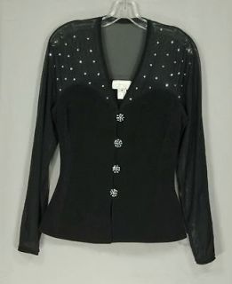 VTG 80s Black w/Illusion Shoulders & Sleeves CACHE Knit JACKET Medium