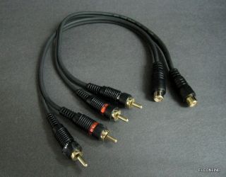 A8 Black RCY 1 Female to 2 Male Y RCA Cables 2 pcs