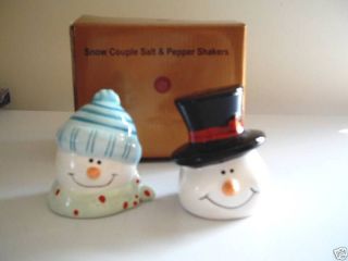Snow Couple Snowman Salt Pepper Shakers Kathryn Beich