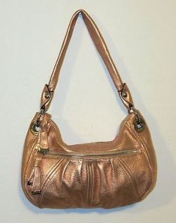Makowsky ROSE GOLD Glove Leather Zip Top Hobo Bag $200 TIDY & SWEET 