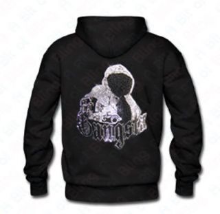 Black Gangsta Embellished Stud Zip hoodie Sizes M XXXL