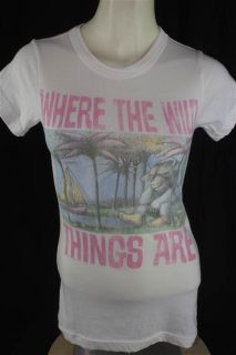   Juniors MEDIUM Where The Wild Things Are White Pink Letter T shirt