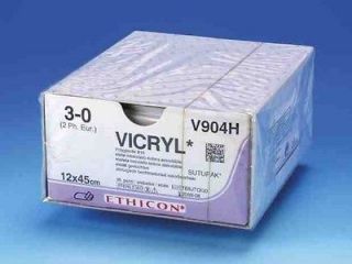 SACHETS 60 BRAIDS V904H Coated Vicryl Suture 12 x 45 Violet 3 0 