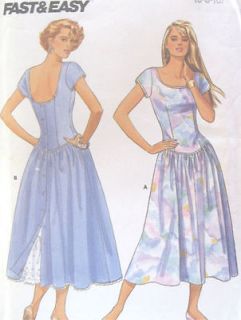 Vintage 80s Misses Dress Petticoat Sewing Pattern Dropped Waist Dirndl 