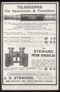 1912 J.H. Steward Lord Bury telescope binoculars UK ad
