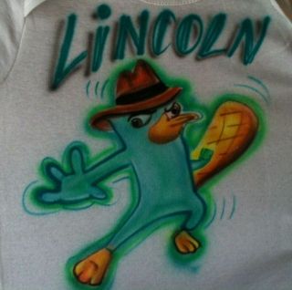 AIRBRUSHED Perry The Platypus Agent P Phineus Ferb COOL T SHIRT 