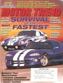 May 1996 Motor Trend Callaway SuperNatural Impala SS 64 Shelby Cobra 