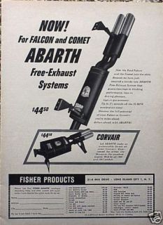 1961 Abarth Exhaust Falcon Comet ORIGINAL Vintage Ad C MY STORE 5 