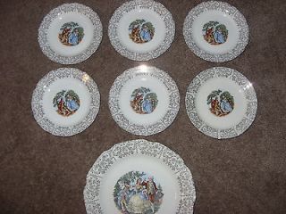 ANTIQUE ROYAL CHINA WARRANTED 22 KT. GOLD COLONIAL 1 plate and 6 