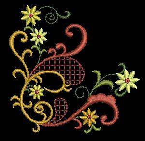 Exotic Floral Ornaments Machine Embroidery Design CD 4x4 for Brother 