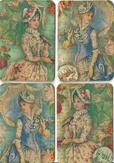 Vintage inspired water color parasol victorian women stationery cards 