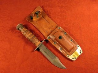 Mint U.S. Camillus N.Y. Jet Pilot Survival Knife with Leather Scabbard 