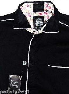 ENGLISH LAUNDRY, BLAQUE LABEL  100% Cotton L/S Shirt Reck  Black S 