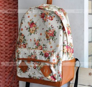   girl lady Fashion Vintage Cute Flower School Book Campus Bag Backpack