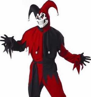 Mens Halloween Costume Scary Evil Court Jester Outfit