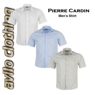 Pierre Cardin New Solid Mens Short sleeved Plain Shirt Formal Top size 