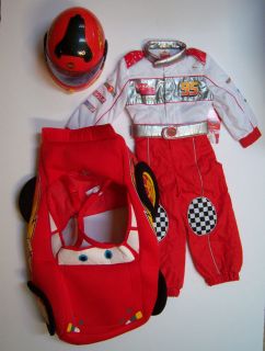   Cars Lightning McQueen Racing Suit Costume XS 4/4T Helmet & Plush Car