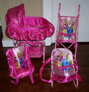 DISNEY Baby Doll Crib Stroller ​Car Seat Bouncer  Portable Princess 