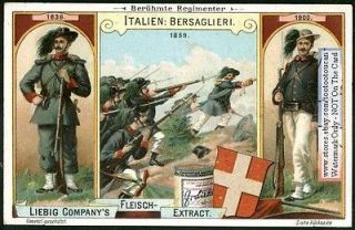 Italian Bersaglieri Army Military Uniforms 1900 Card