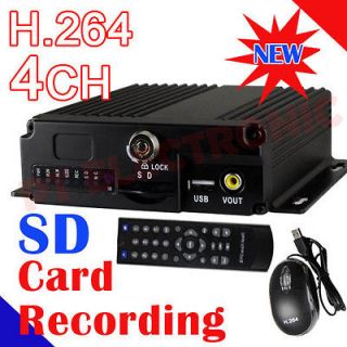 4CH H.264 Mobile DVR Car Vehicle Security SD Card Video Recorder Black 