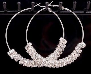 1Pair Shiny Glass Crystal Bead Basketball Wives Earrings For Wedding 