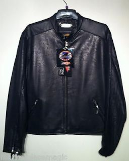 NEW MENS POWER TRIP CHRIS CARR PERFORATED BIKER MOTORCYCLE LEATHER 