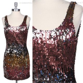 All Over Multi Colored Shiny Glitter Sequins Deep Open Back Dress 