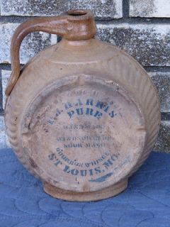 PJ Harris Bourbon Whiskey Pottery Jug Advertising Yellow Ware 