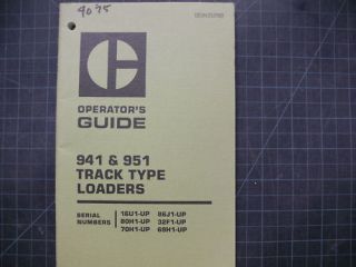 CAT Caterpillar 941 951 Track Loader Operation Operator Guide Manual 