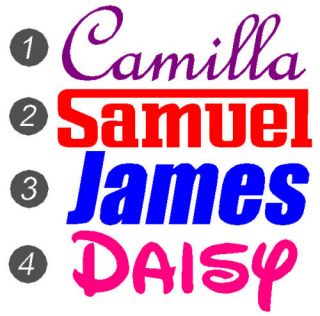 Personal name stickers for kids Motorbikes cars bedroom